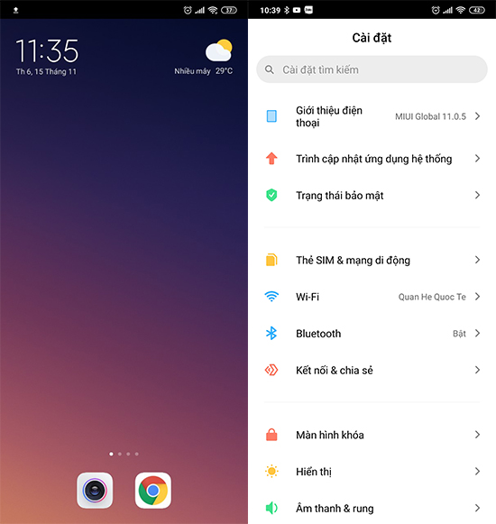 Giao diện MIUI được tối giản